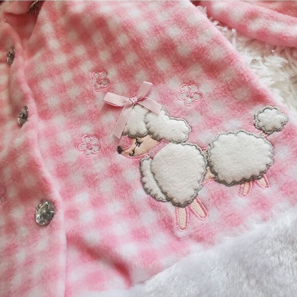Young Heart Pink and White Checkered Fleece Puppy Jacket Sz 18M - Picture 3 of 9